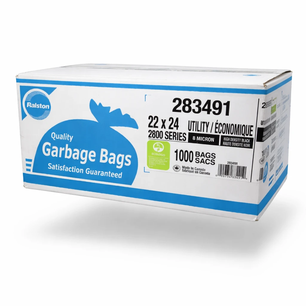 22x24 Ralston 2800 Industrial Garbage Bag, Utility, Black, 1000/Case